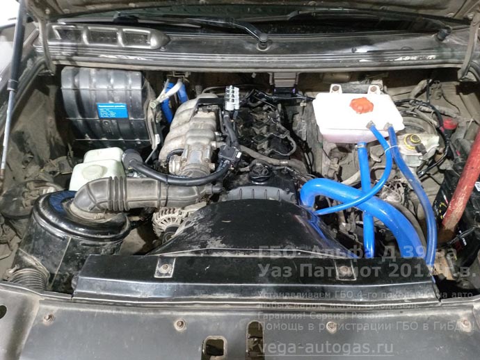 Газ на Уаз Патриот 2017 г.в., 2.7 л, 134,60 л.с., с пробегом 142 780 км. ГБО Альфа Д 39.